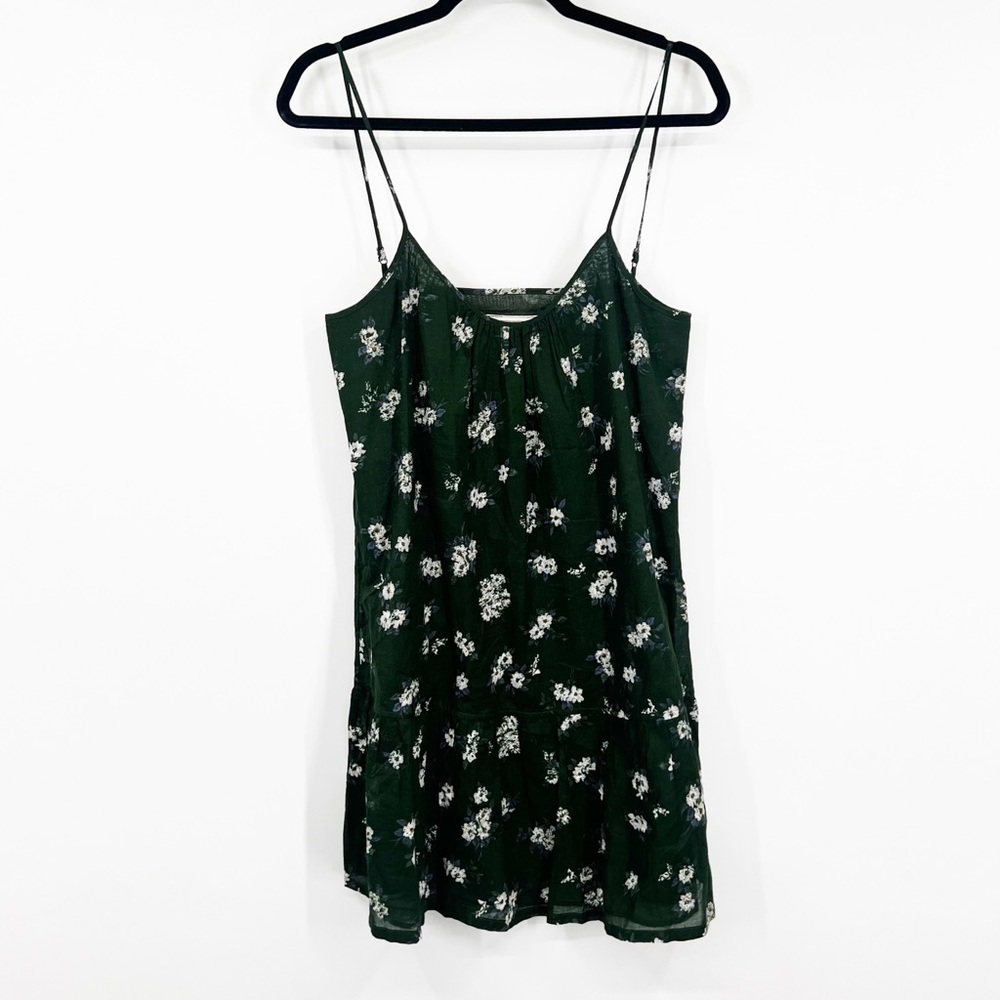 Current/Elliott Drop Waist Green Floral Mini Dress